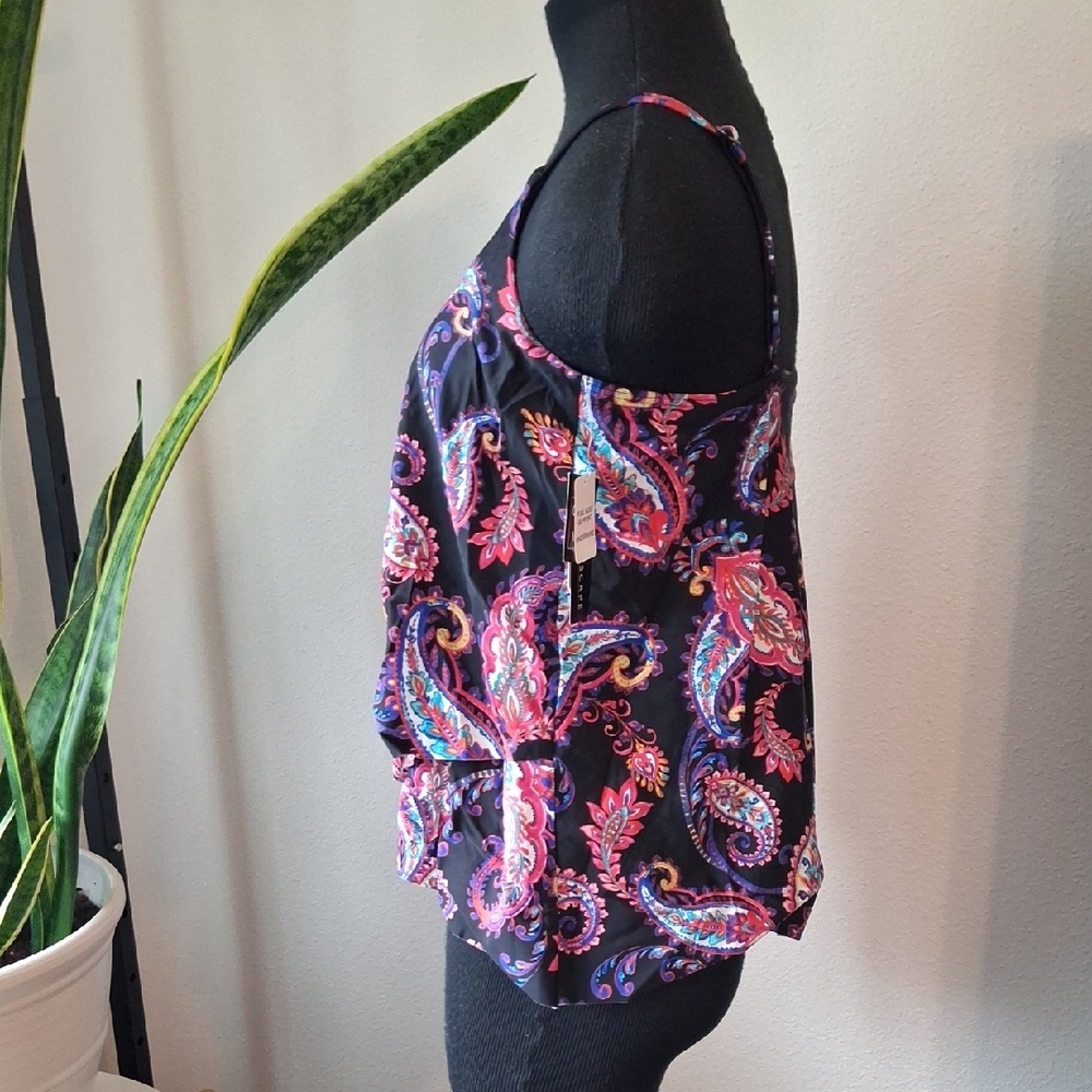 Island Escape Pink and Blue Sleeveless Fitted Swim Top Size 8 - Picture 5 of 13
